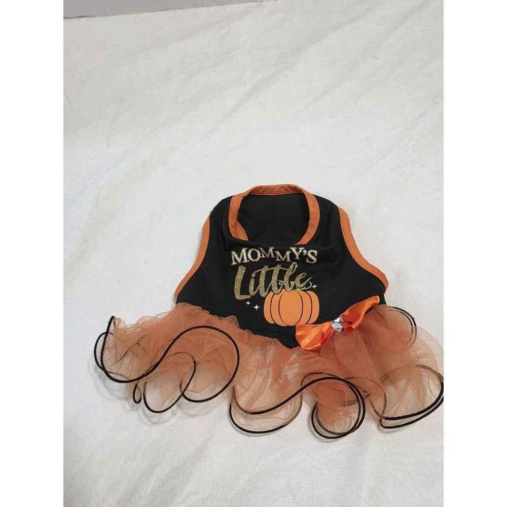 Halloween Black Little Pumkin Dog Dress Size XS